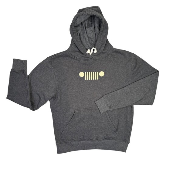 Jeep Hoodie Sweatshirt Womens Medium M Dark Gray Grille USA Flag Jedco Pullover - Picture 1 of 11